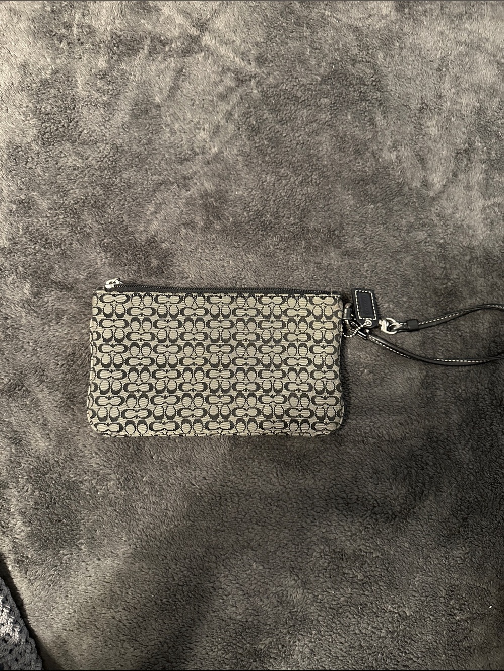 Coach Black and Gray Signature Jacquard Wristlet with Buckle - Picture 7 of 7